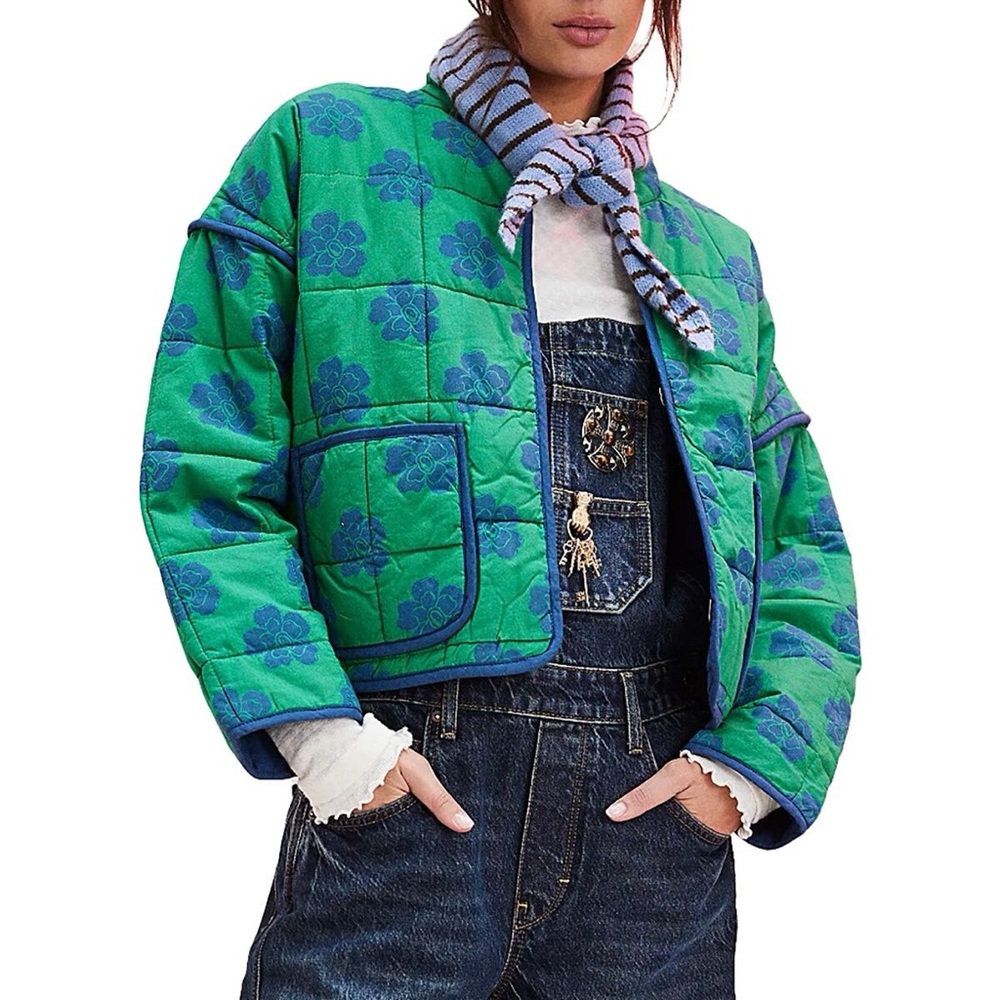 NWT Free People - Chloe Floral Print Padded Jacket (in Grass Combo) - XS - Picture 9 of 10